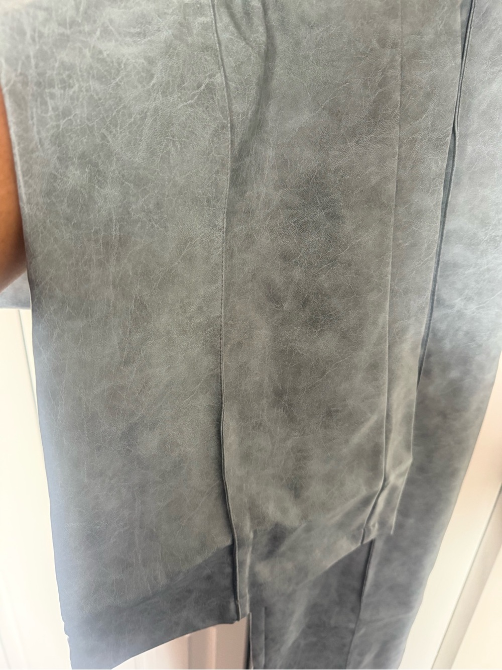 PrettyLittleThing Washed Gray Faux Leather Trousers - Picture 2 of 3